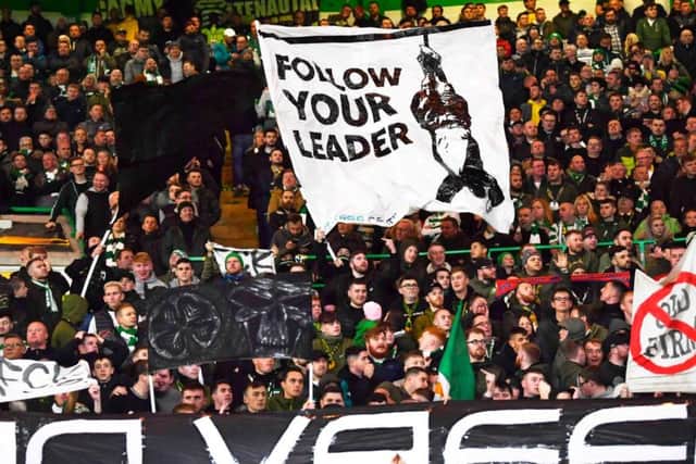 Celtic fans displayed a banner depicting Benito Mussolini