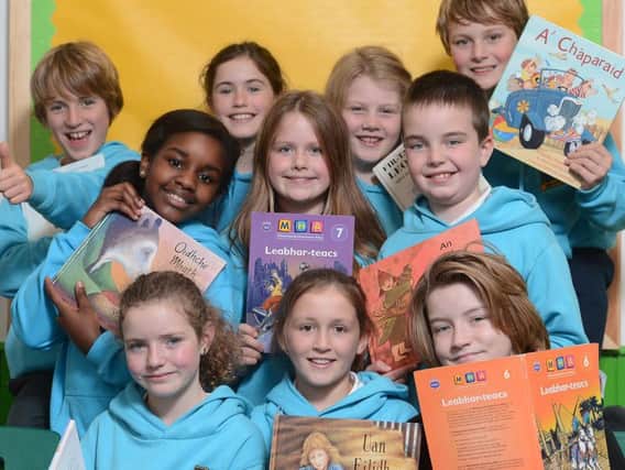 Pupils at the Bun-sgoil Taobh na Pirce Gaelic school in Edinburgh. It is one of six dedicated Gaelic schools in Scotland with four more to be built over the next five years. PIC: TSPL.