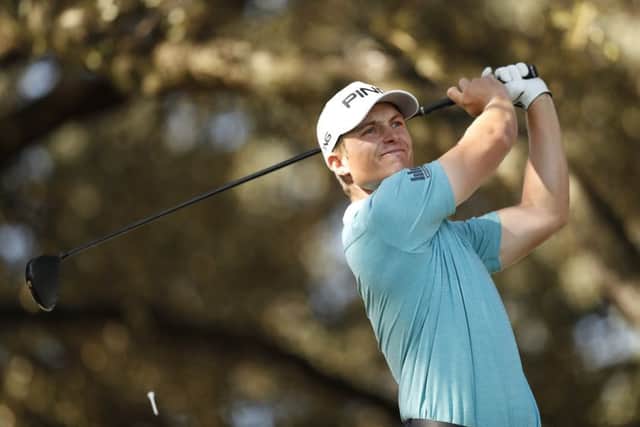 Calum Hill plays his tee shot at the 1st in the final round of the Open de Espana. Picture: Luke Walker/Getty