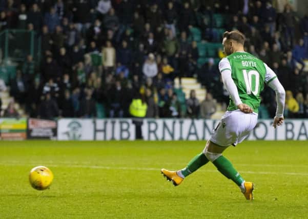 Martin Boyle slides home an injury-time equaliser to spare Paul Heckingbottom's blushes. Picture: SNS Group