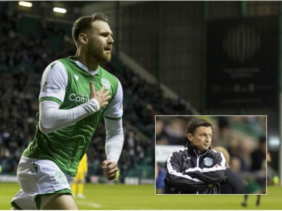 Martin Boyle wheels away after scoring a late equaliser to ease the pressure on Paul Heckingbottom