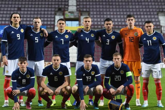 Scotland Under-21s line up ahead of the clash with Lithuania at Tynecastle Park