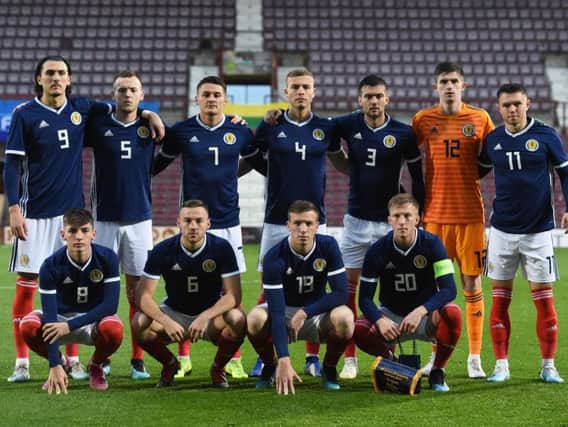 Scotland Under-21s line up ahead of the clash with Lithuania at Tynecastle Park