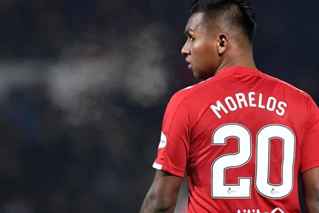 Alfredo Morelos in action for Rangers against Ross County