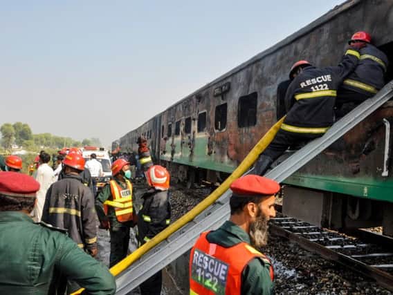 The burnt-out train. Picture: AFP/Getty