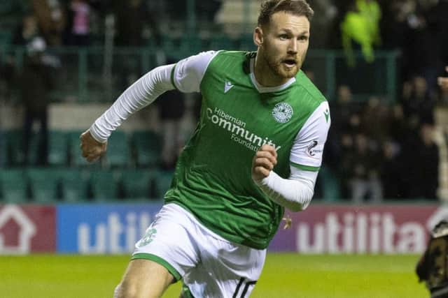 Martin Boyle wheels away to celebrate his equaliser against Livingston. Picture: Bruce White/SNS
