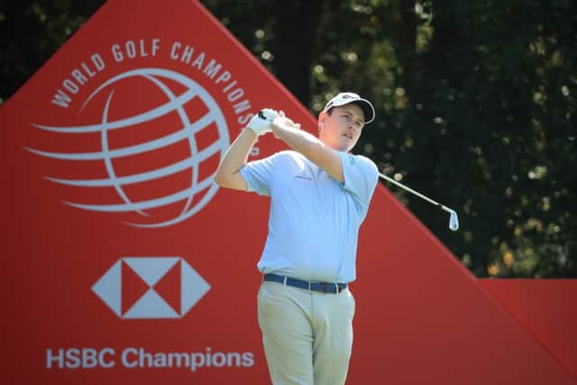 Bob MacIntyre tees off at the fourth at Sheshan International on his way to a three-under 69 in the second round of the WGC-HSBC Champions. Picture: Andrew Reddington/Getty Images