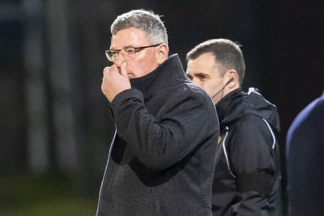 Craig Levein on the touchline during Wednesday night's defeat by St Johnstone at McDiarmid Park - his final game as Hearts manager. Picture: Roddy Scott/SNS