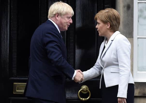 Boris Johnson meets Nicola Sturgeon at Bute House. If he wins the election he will definitely turn down any request for an independence referendum. Picture: 
Lisa Ferguson