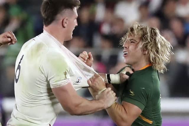 Rugby World Cups are dominated by heavyweights, like the 2019 finalists England and South Africa. Picture: Eugene Hoshiko/AP