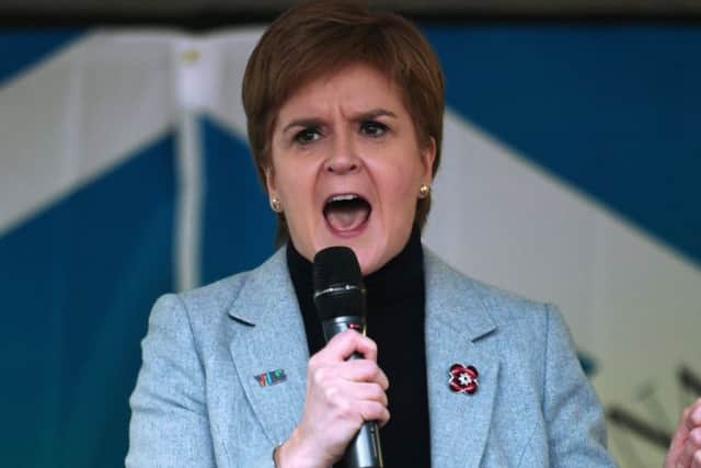 Nicola Sturgeon speaks at a pro-independence rally in Glasgow last month. Picture: John Devlin