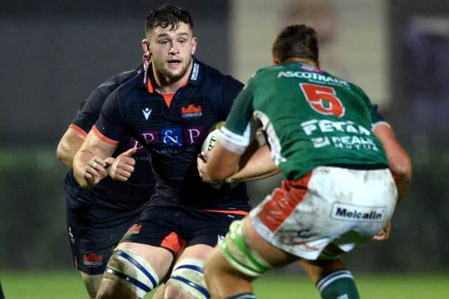 Edinburgh's Magnus Bradbury attempts to find a way through the Benetton defence at Stadio Monigo. Picture: Elena Barbini/INPHO/Shutterstock
