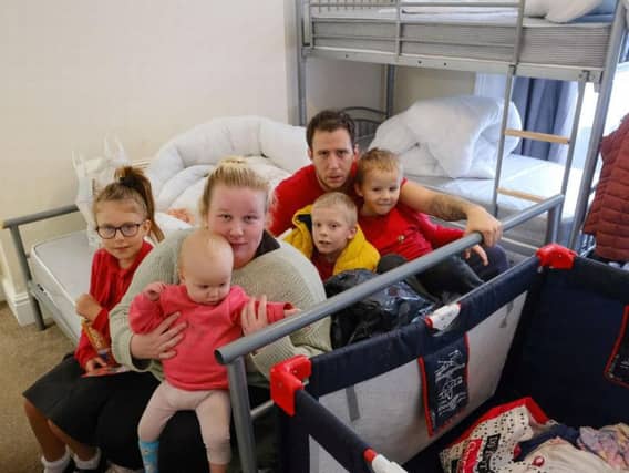 Craig Simmonds and Roxanne Stamford have been left in "limbo" with their four children, all aged under eight, as they have been relocated between Bristol and Cornwall three times in the last six months.