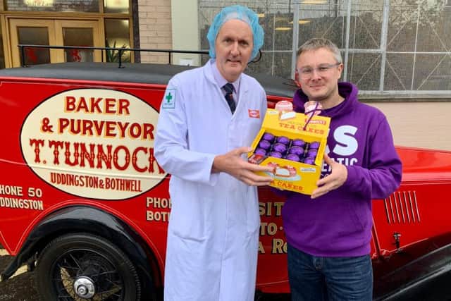 Tunnocks sales manager Fergus Loudon, left, and Murray Easton, head of fundraising at PCS. Picture: Contributed