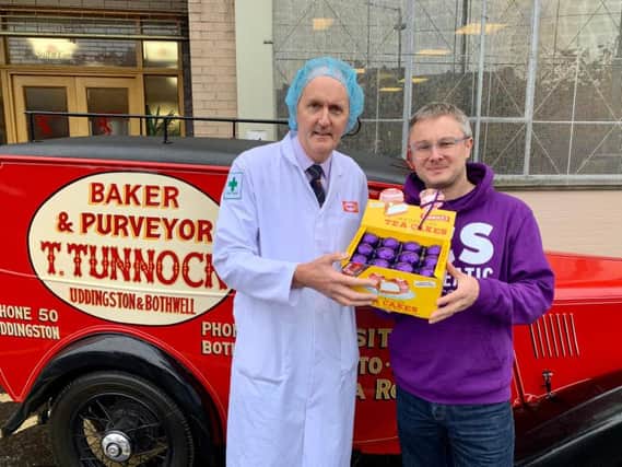 Tunnocks sales manager Fergus Loudon, left, and Murray Easton, head of fundraising at PCS. Picture: Contributed