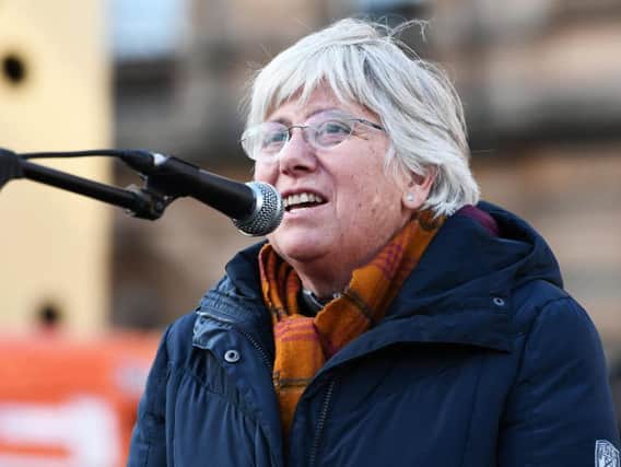 Clara Ponsati speaks at a protest in Glasgow earlier this year calling for Catalan political prisoners to be freed. Picture: John Devlin