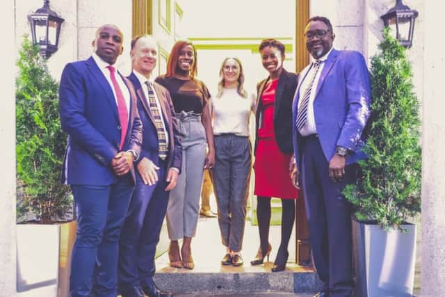 From left: Pete Preston, entrepreneur; Martin Findlay, senior partner at KPMG Aberdeen; Lolu Olufemi, manager of global mobility services at KPMG; Kirstin Knight, student recruitment Officer at KPMG; Darbie Onugha, assistant manager of corporate tax at KPMG; Ollie Folayan of AFBE-UK Scotland. Picture: Ronor Photography