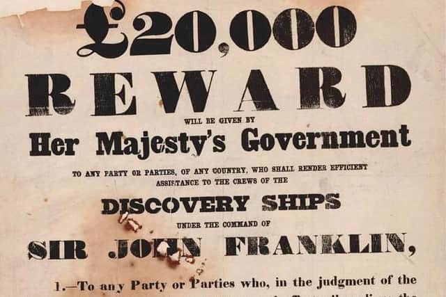 Part of a reward poster offering 20,000 - around 2.3m in today's values - for the discovery of the two missing ships. PIC: Creative Commons.