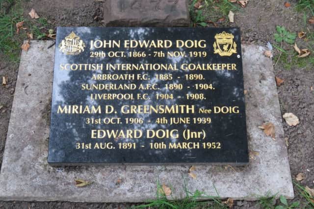 The gravestone of John Edward "Ned" Doig at Anfield Cemetery in Liverpool. Picture: Paul Charlesworth