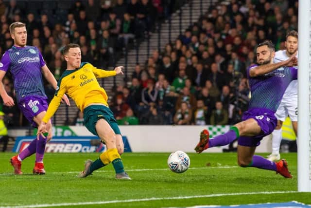 Callum McGregor gets on the scoresheet against Hibs in the Betfred Cup semi-final last weekend
