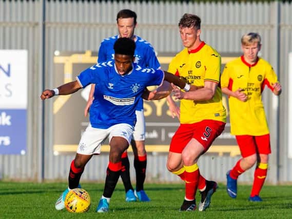 Dapo Mebude of Rangers Colts in action against Partick Thistle in the Glasgow Cup.Picture: Bruce White/SNS