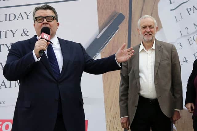 Labours deputy leader Tom Watson with Jeremy Corbyn. Picture: AP