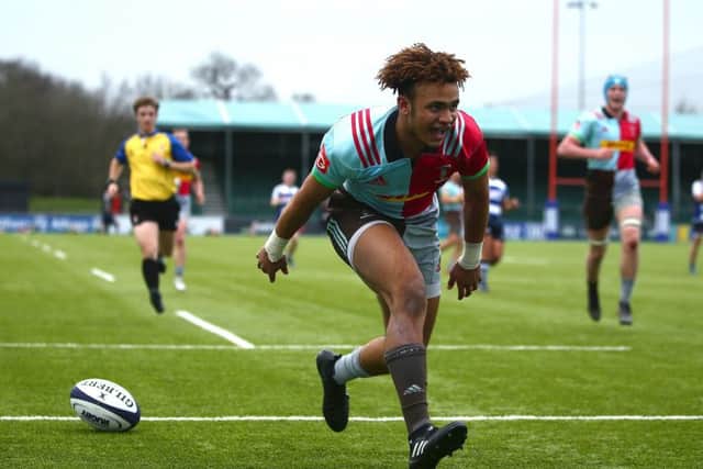Femi Sofolarin in action for Harlequins' Under-18 side. Picture: Jordan Mansfield/Getty Images