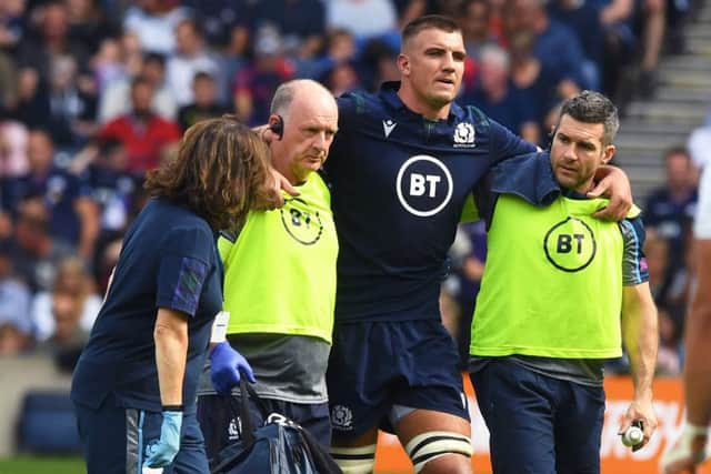 Sam Skinner was forced off with injury during the summer Test against France. Picture: SNS