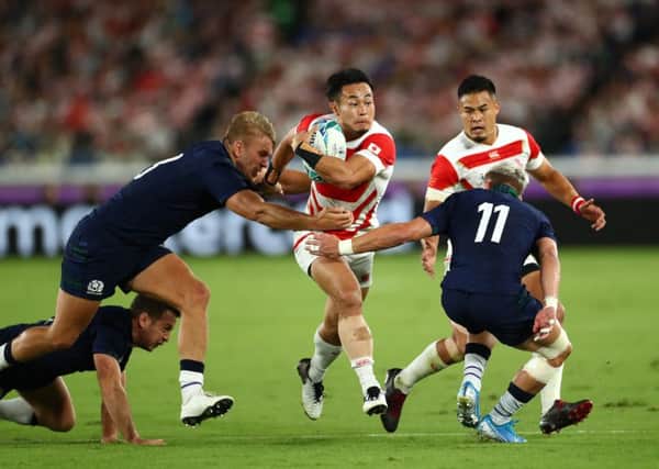 The Japan-Scotland game went ahead in Yokohama after concerns about Typhoon Hagibis. Picture: Stu Forster/Getty Images