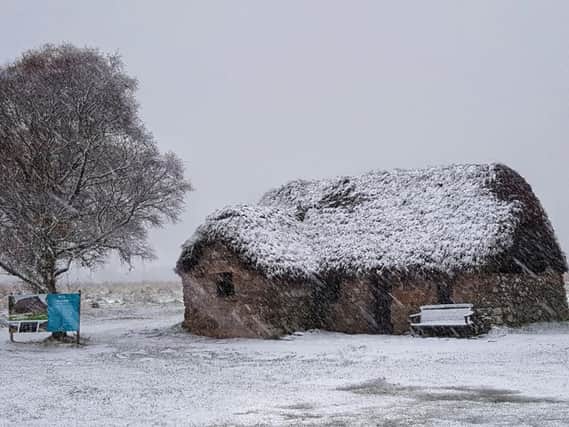 Leanach Cottage at Culloden Battlefield took on a wintry look after snow fell in the Highlands. PIC: National Trust for Scotland.