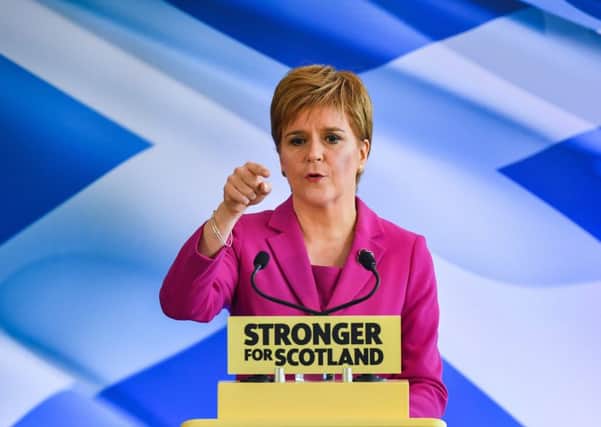 Nicola Sturgeon at the launch of the SNP election campaign on Friday, where she suggested she could exert pressure on Corbyn. Picture: Jeff J Mitchell/Getty