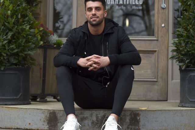 Adam Hastings, sitting outside the Murrayfield Hotel in Edinburgh, is gearing up for a big year with Glasgow Warriors. Picture: Lisa Ferguson