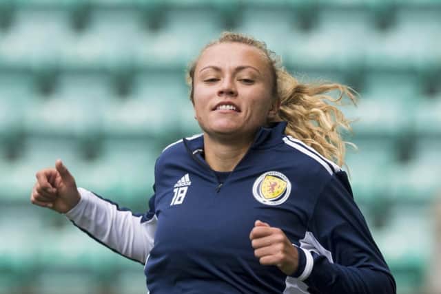 Claire opened the scoring for Scotland in Albania. Picture: SNS.