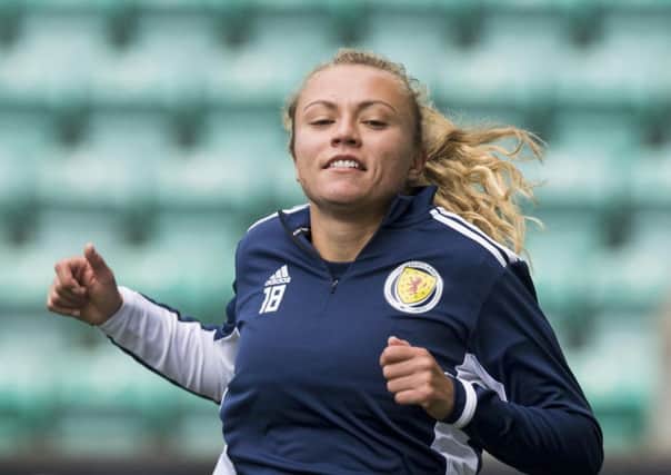 Claire opened the scoring for Scotland in Albania. Picture: SNS.
