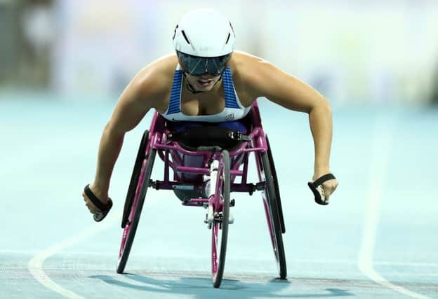 Sammi Kinghorn of Great Britain on her way to bronze in the Women's T53 100m final in Dubai. Picture: Bryn Lennon/Getty Images