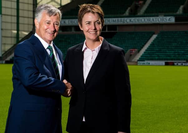 Hibs chief executive Leeann Dempster with club owner Ron Gordon. Picture: SNS