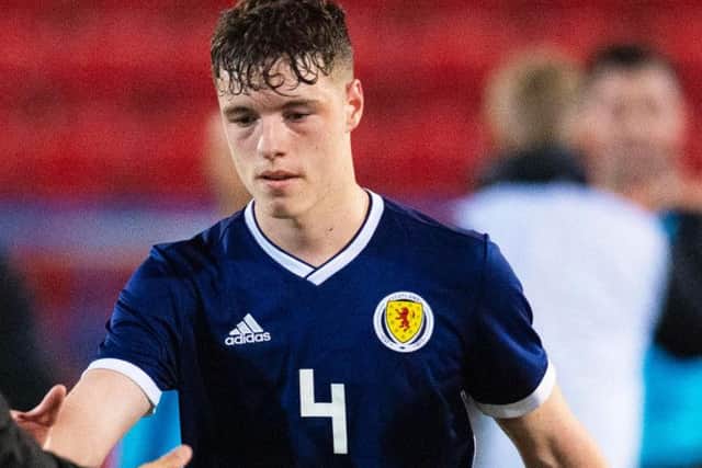 Leon King in action for Scotland U17s.