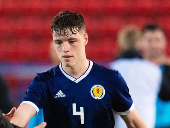 Leon King in action for Scotland U17s.