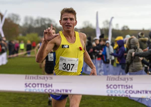 Andy Butchart wins the Lindsays Short Course cross country in Kirkcaldy. Picture: Bobby Gavin/scottishathletics