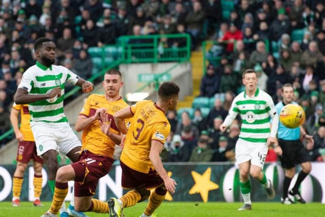 Odsonne Edouard opens the scoring for Celtic in their victory over Motherwell. Picture: SNS