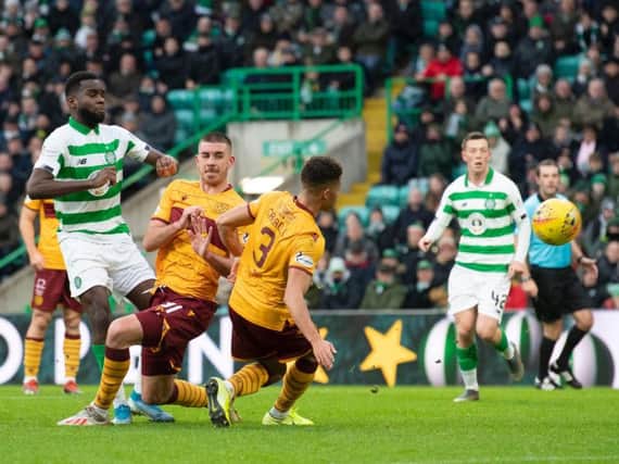 Odsonne Edouard opens the scoring for Celtic in their victory over Motherwell. Picture: SNS