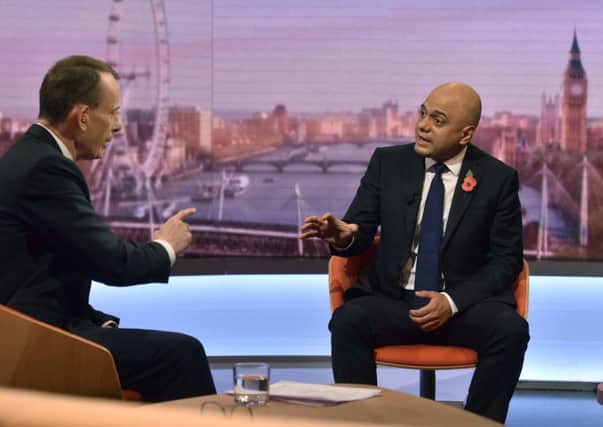 Sajid Javid defends his spending plans, while attacking Labour's on the BBC's Andrew Marr Show (Picture: Jeff Overs/BBC Picture Publicity via Getty Images)