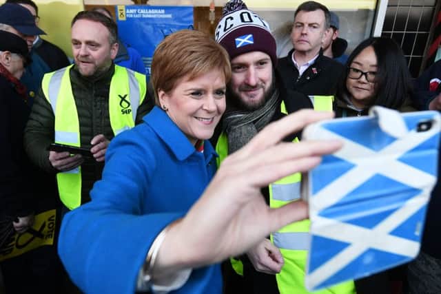 Nicola Sturgeon joined young activists on the campaign trail. Picture: John Devlin