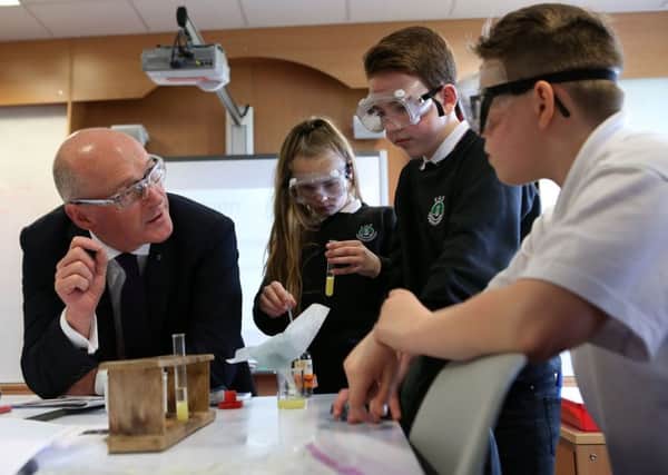 John Swinney, seen on a visit to his old school, Forrester High in Edinburgh, must face facts, says Murdo Fraser (Picture: Andrew Milligan/PA Wire)