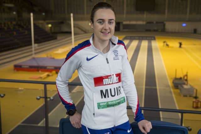 Laura Muir at the Emirates Arena in Glasgow, where she will try to break the 1,000m record. Picture: Jeff Holmes.