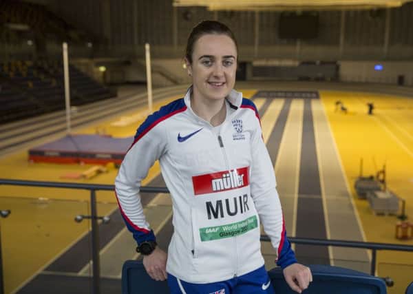 Laura Muir at the Emirates Arena in Glasgow, where she will try to break the 1,000m record. Picture: Jeff Holmes.