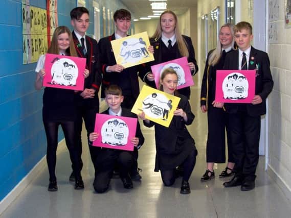 Lauren, 17, Kenon, 12, Jaclyn, 16, Aidan, 13, Lauren, 16, Leah, 17, Joseph, 17 and Ethan, 16, are among the pupils at Coatbridge High who have been involved in shaping anti-bullying strategies