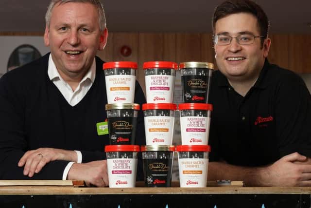 Craig Paterson (left), general store manager at Asda Inverness, with Donald Morrison from Rizza's Ice Cream in Huntly. Picture: Simon Price.