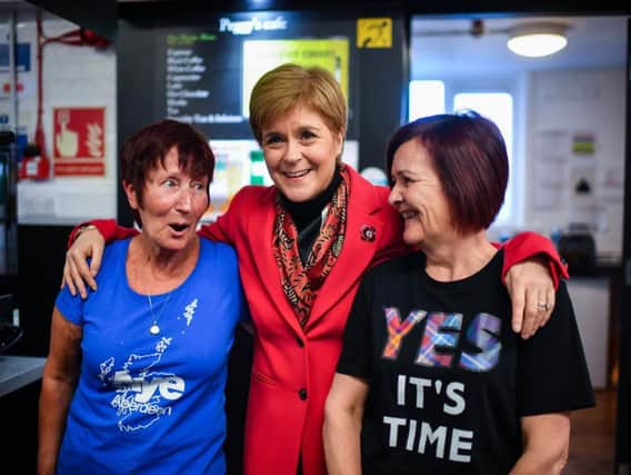 First Minister Nicola Sturgeon speaks with constituents in Aberdeen South