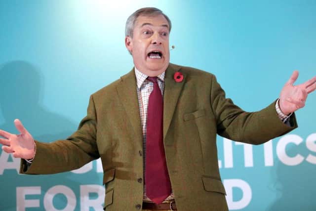 Nigel Farage addresses supporters in Workington
